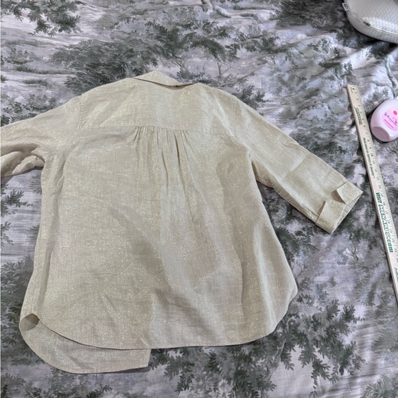 Chico's Cream Notched Collar Button Down Shirt - Picture 5 of 11